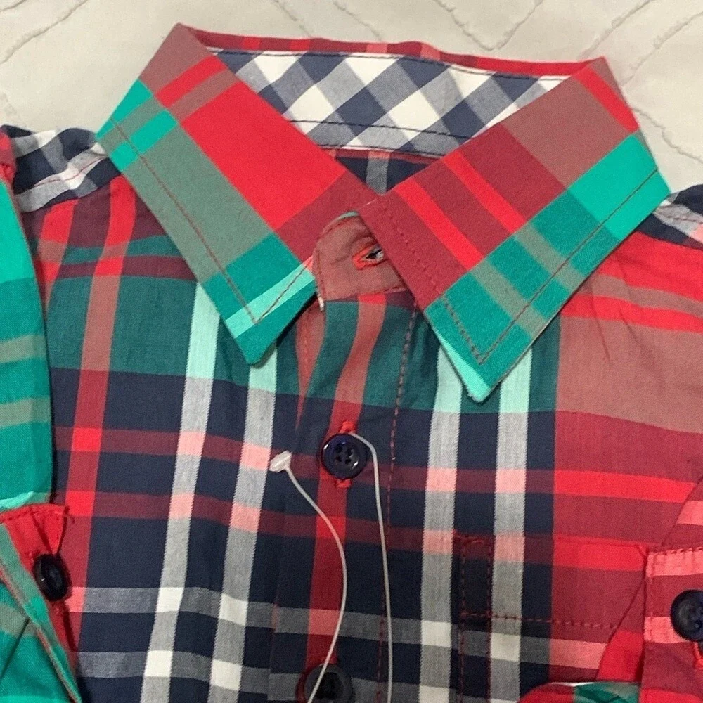 RuggedButts Kennedy Plaid Button Down Shirt Red Green Toddler 18-24M BLWPL18-KY0